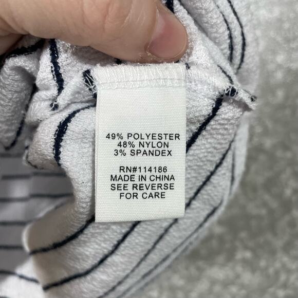 Adyson Parker White Striped Tie Back Textured Top - Size Small - Short Sleeves - Picture 5 of 7